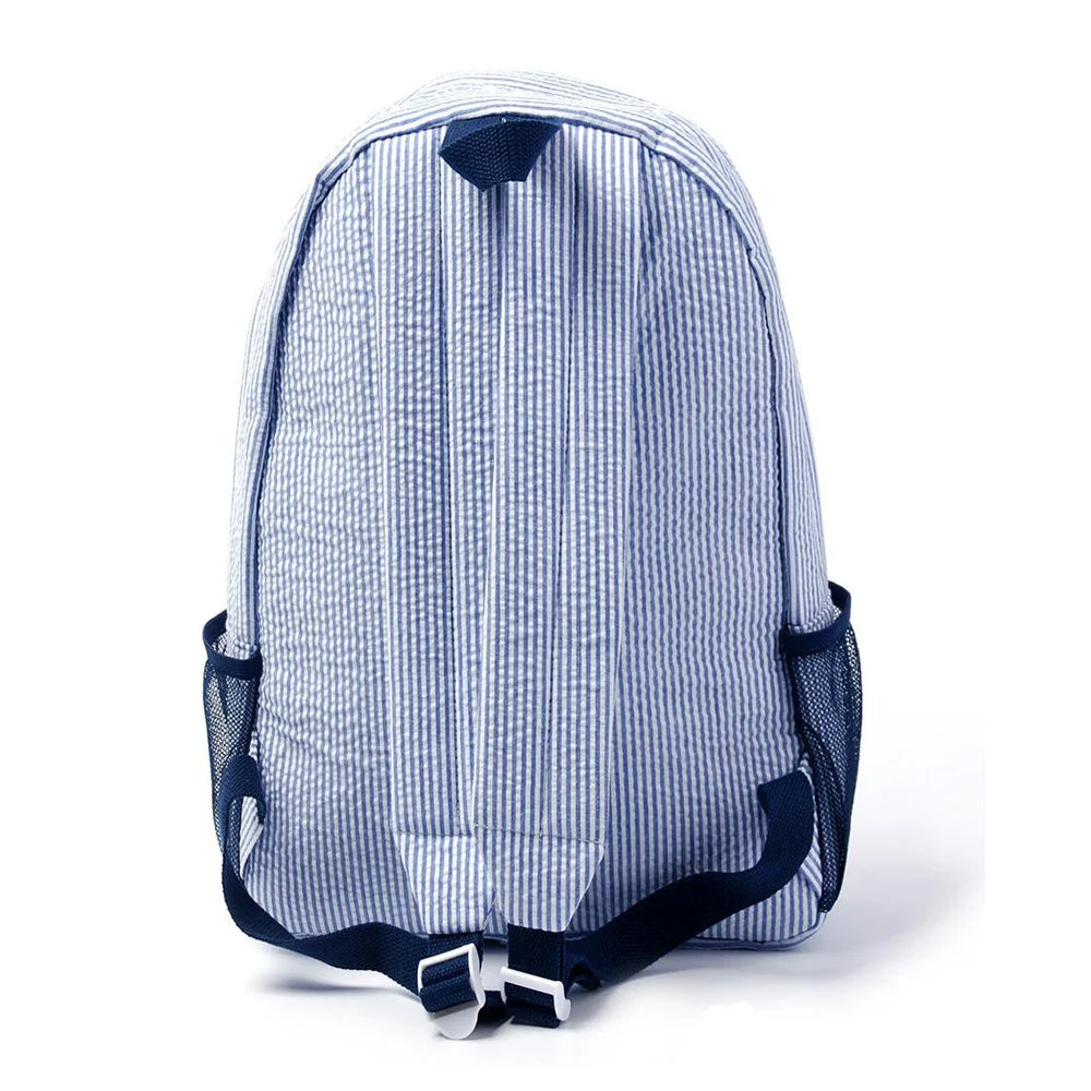 Personalized Purple seersucker knapsack