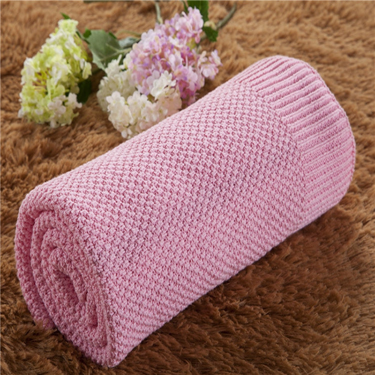 Personalized Knitted 100% Cotton Plain Pink Blanket