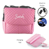 Personalized Quilted Messenger diaper bag -Pink