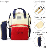 Personalized Large Diaper Bag Knapsack set -Red & Blue -Cosmetic Purse Included