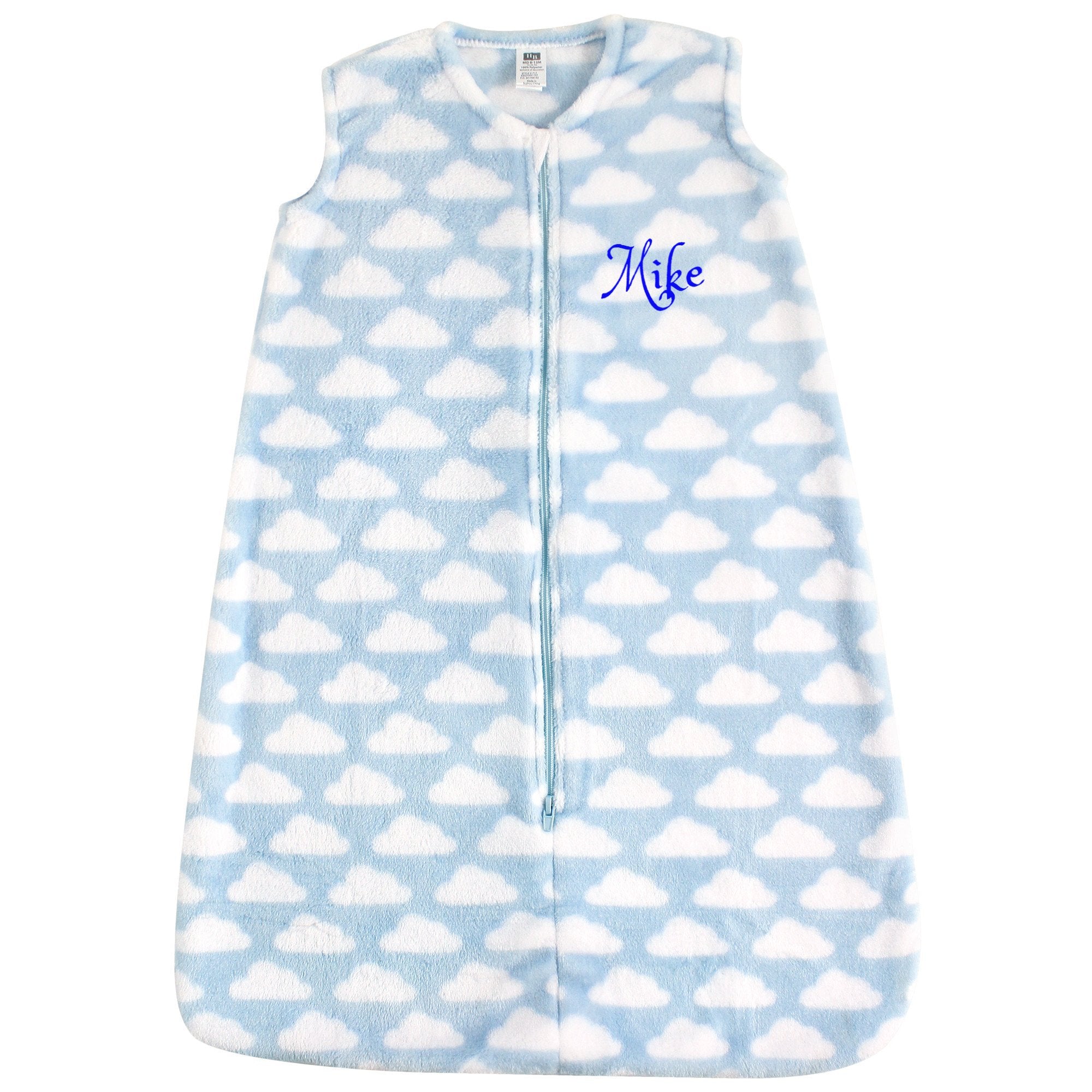 Personalized Baby SAFE SLEEP Soft Plush Wearable Sleeping bag | BLUE CLOUDS