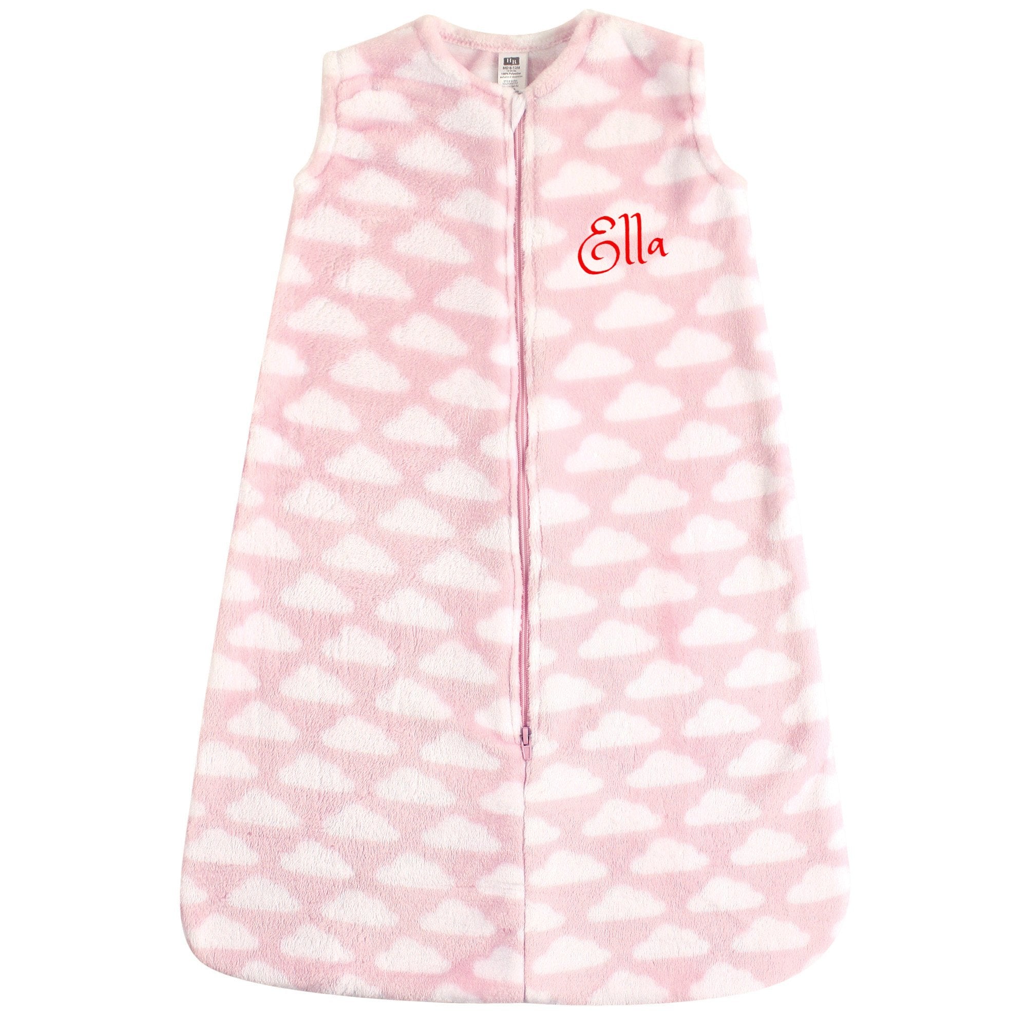Personalized Baby SAFE SLEEP Soft Plush Wearable Sleeping bag | PINK CLOUDS