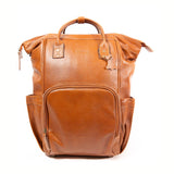 Large Black Leather Diaper Bag Knapsack