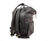 Large Black Leather Diaper Bag Knapsack