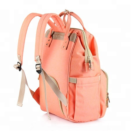 Personalized Large Diaper Bag Knapsack set -Orange -Cosmetic Purse Included