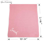 Personalized Knitted 100% Cotton Plain Pink Blanket