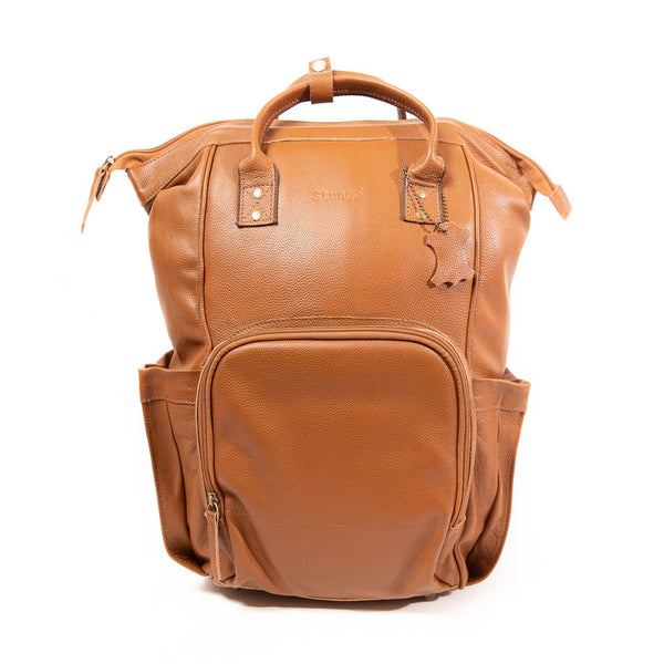 Large Brown Leather Diaper Bag Knapsack