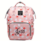 Personalized Large Diaper Bag Knapsack set -Pink Flamingo