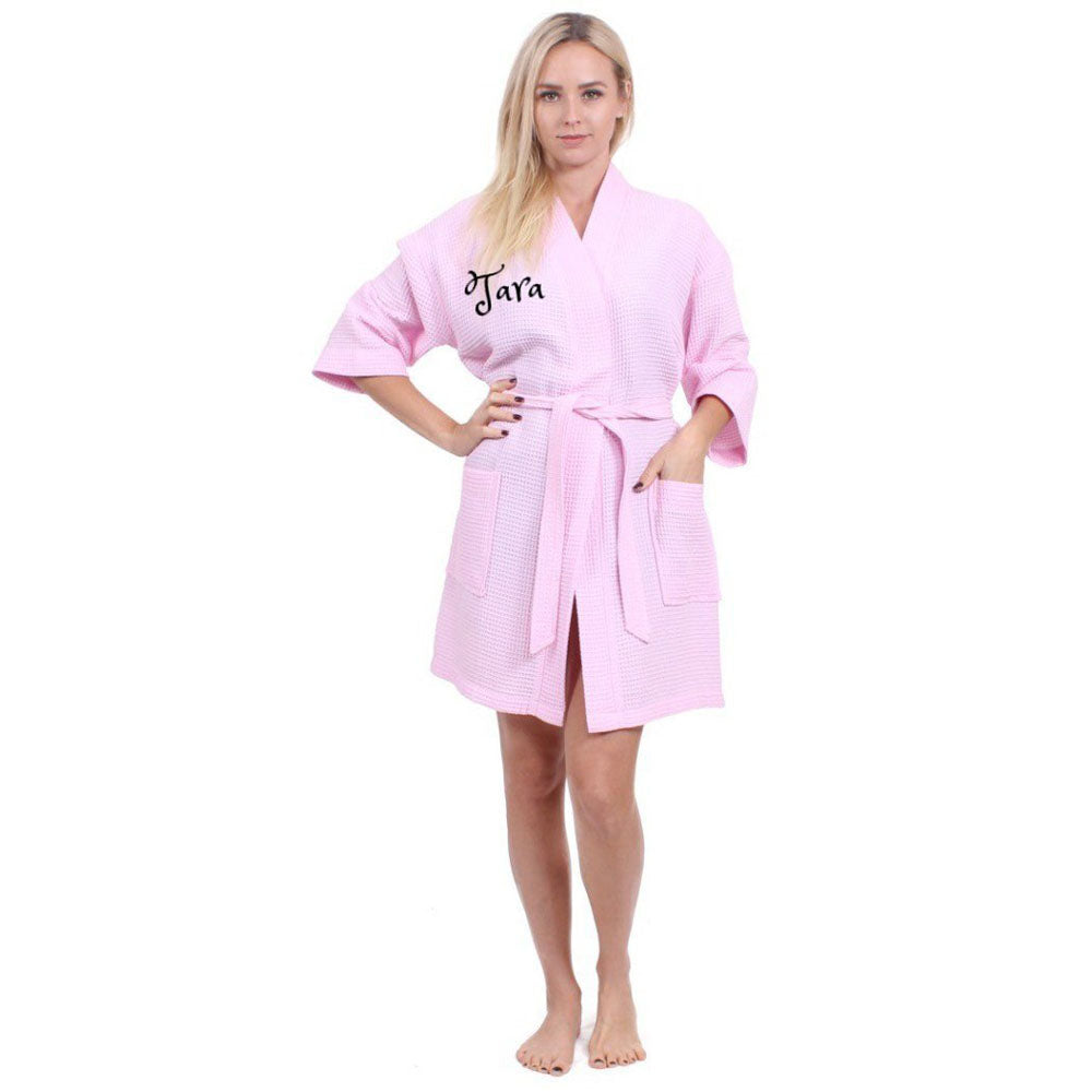 Personalized Woman waffle weave robe