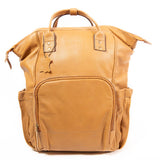 Large Tan Leather Diaper Bag Knapsack