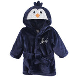 Personalized Plush Baby Bathrobe -Blue Penguin