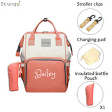 Personalized Large Diaper Bag Knapsack set -Coral /White