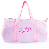 Personalized Pink seersucker Small Duffel Bag