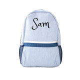 Personalized Blue seersucker knapsack