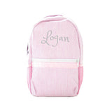 Personalized Pink seersucker knapsack