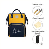 Personalized Large Diaper Bag Knapsack set Blue/Yellow