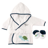 Personalized Plush Baby Bathrobe With Slippers - TURTLE