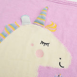 Personalized Knitted 100% Cotton Pink Unicorn Blanket