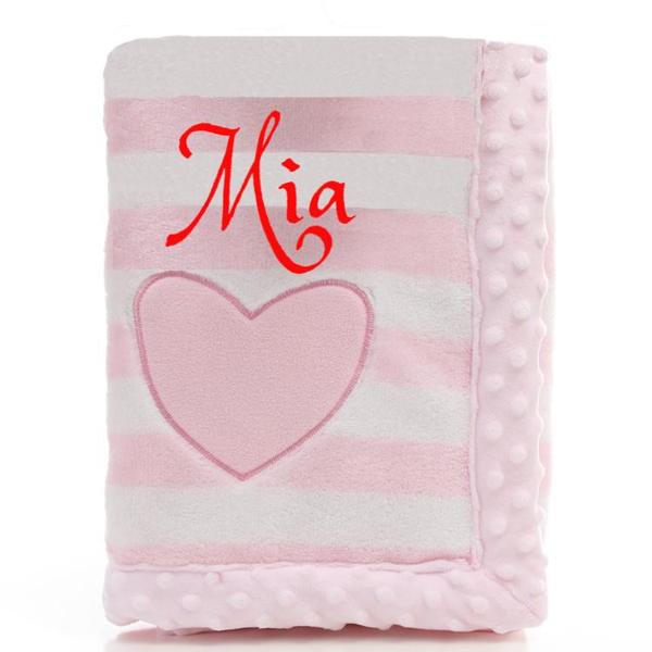 Personalized Thick & cozy Stripped Blanket -Pink