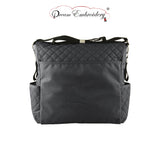 Personalized  Quilted Messenger diaper bag -Black