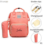 Personalized Large Diaper Bag Knapsack set -Orange -Cosmetic Purse Included