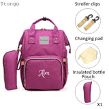 Personalized Large Diaper Bag Knapsack set -Purple Cosmetic Purse Included