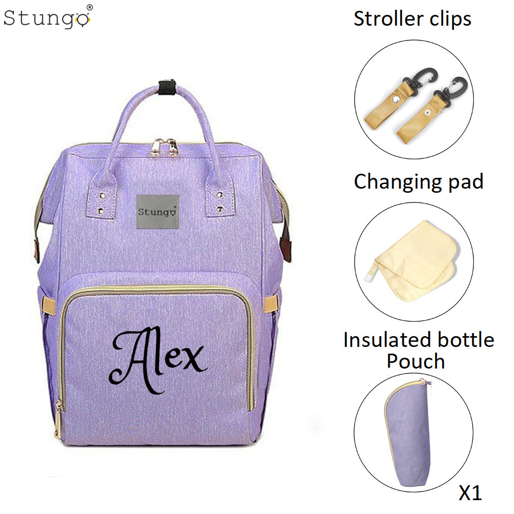 Personalized Large Diaper Bag Knapsack set -Lavender
