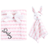 Personalized Animal Blanket & security blanket Set For Baby - Bunny