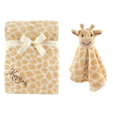 Personalized Animal Blanket & security blanket Set For Baby - Giraffe