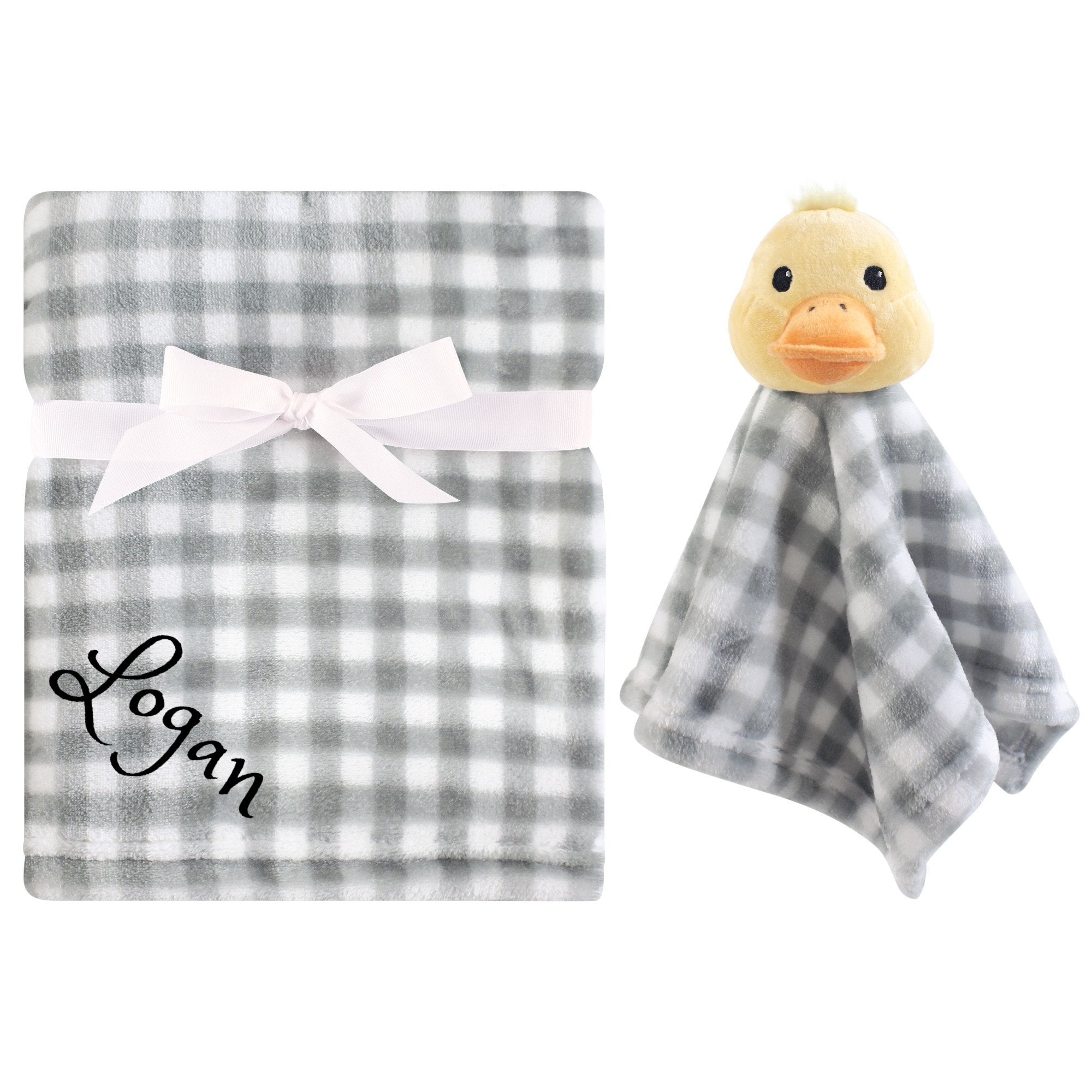 Personalized Animal Blanket & security blanket Set For Baby - Duck