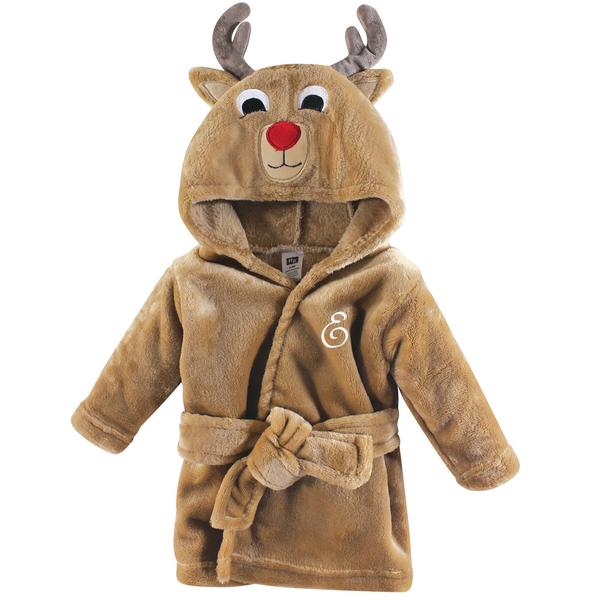 Personalized Plush Baby Bathrobe -Boy Reindeer