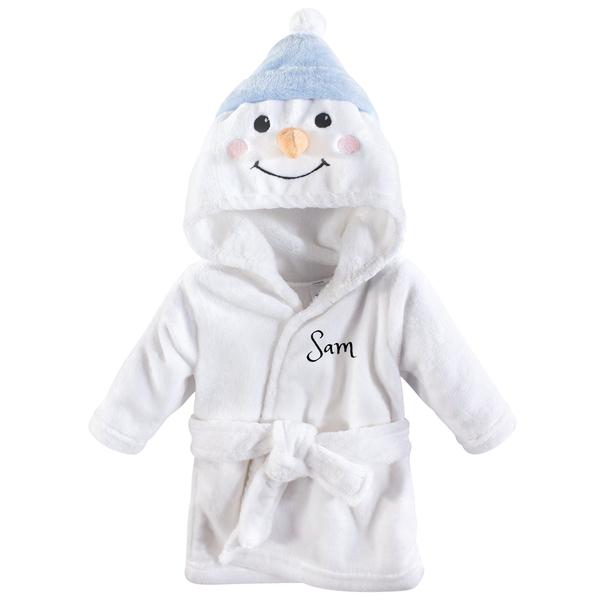 Personalized Plush Baby Bathrobe -Snowmen