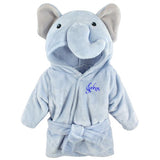 Personalized Plush Baby Bathrobe -Blue Elephant