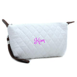 Personalized Quilted Clutch | Makeup Bag w/ Detachable Wrist