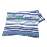 Personalized Cotton knit stripe blanket - Blue