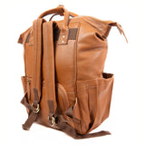 Large Brown Leather Diaper Bag Knapsack