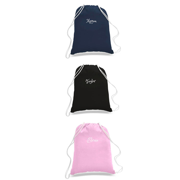 Personalized Cotton Drawstring Backpacks -3 Colors For Travel /School Bag
