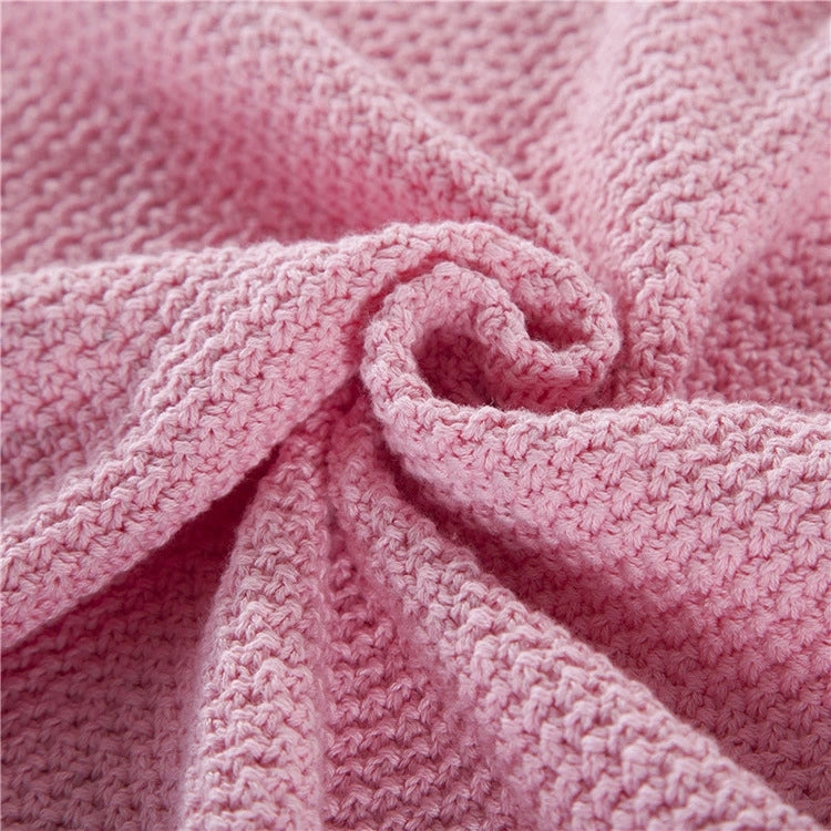 Personalized Knitted 100% Cotton Plain Pink Blanket