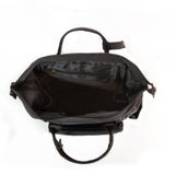 Large Black Leather Diaper Bag Knapsack