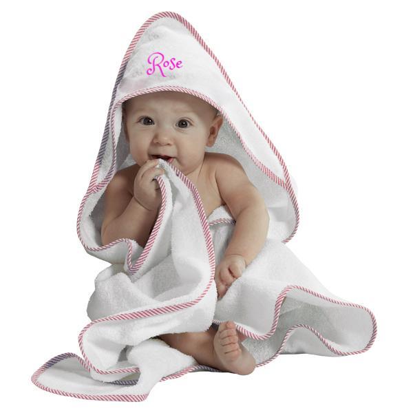 Personalized Hooded Baby Bath Towel - Pink