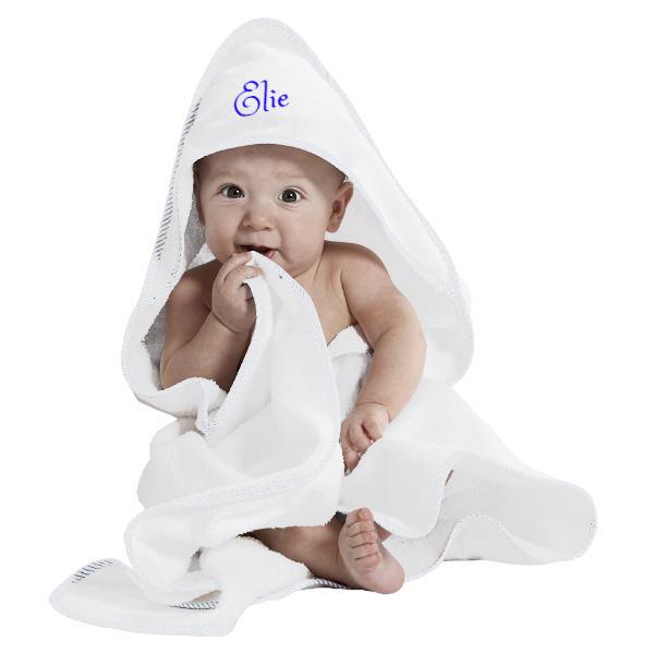 Personalized Hooded Baby Towel- WHITE