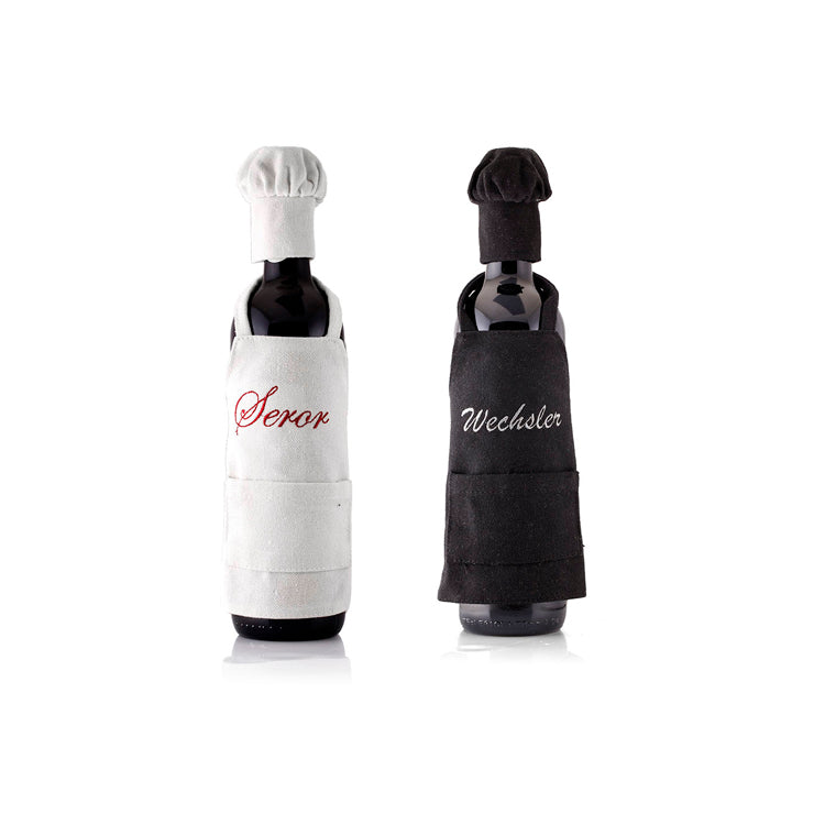 Personalized Wine Bottle Cover Apron White/ Black