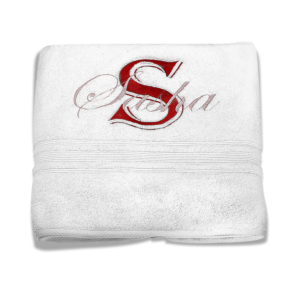 Personalized White bath SET / premium Quality 100% Cotton - Free shipping -  Monogram / Name Embroidered Gift- We ship the next day!