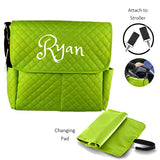 Personalized - Quilted Messenger diaper bag -Lime