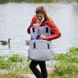 Personalized Quilted Messenger diaper bag -Grey