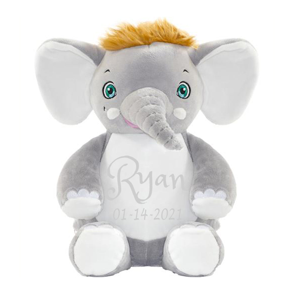 Personalized Baby plush animal - Grey Elephant