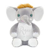 Personalized Baby plush animal - Grey Elephant