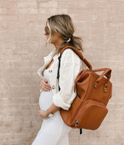 Large Brown Leather Diaper Bag Knapsack