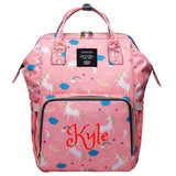 Personalized Large Diaper Bag Knapsack set -Pink Unicorn