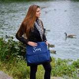 Personalized Quilted Messenger diaper bag -Navy